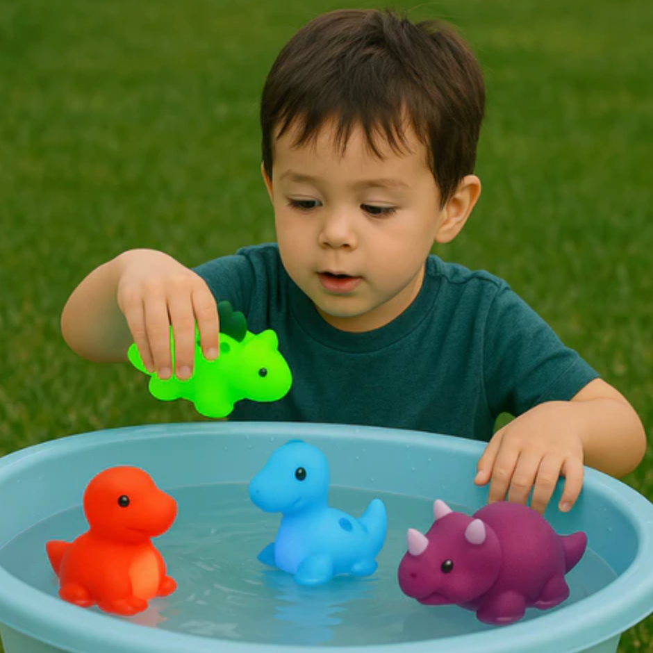 Water-Activated Light-Up Bath Dinosaurs – 6-Piece Set