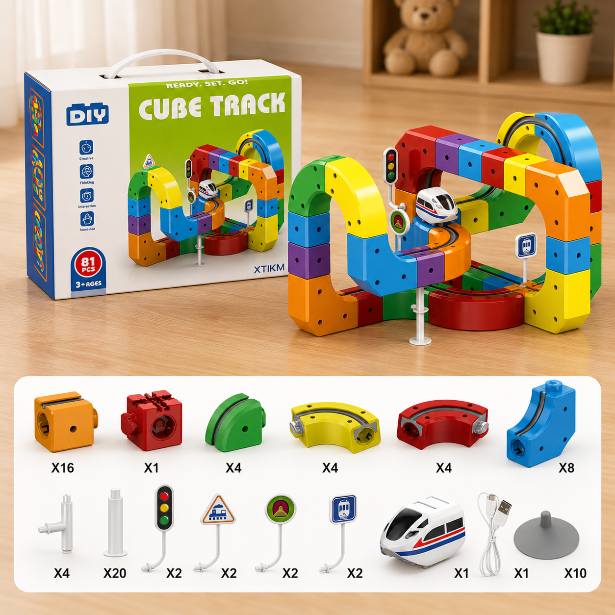 3D Train Track with Modular STEM Cubes