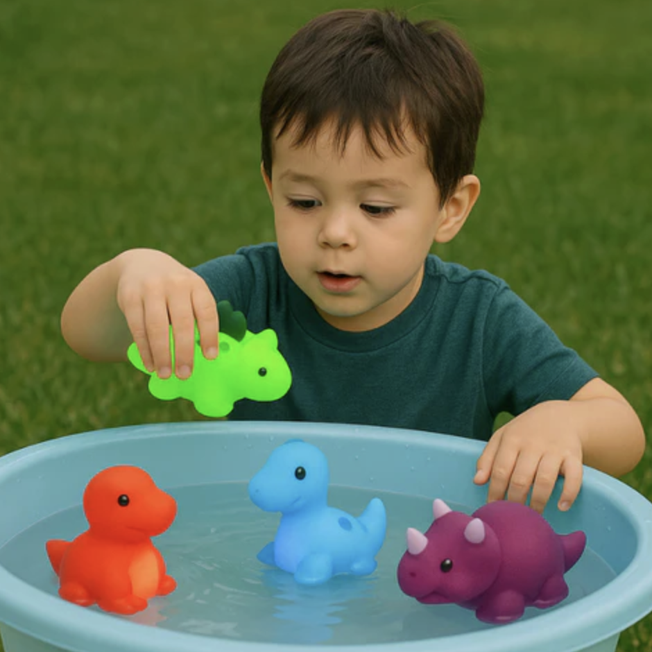 Water-Activated Light-Up Bath Dinosaurs – 6-Piece Set