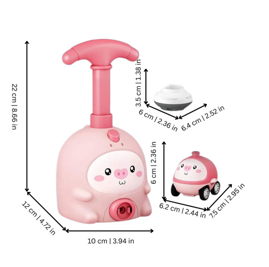 Aerodynamic Balloon-Powered Toy Car Set with Manual Pump Station