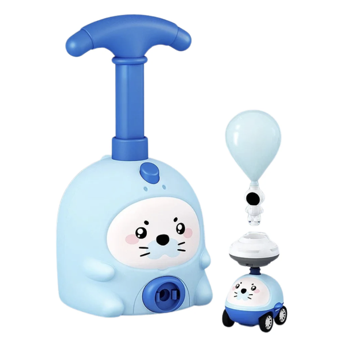Aerodynamic Balloon-Powered Toy Car Set with Manual Pump Station