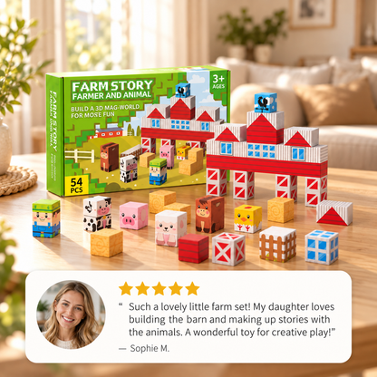 Kids Magnetic Farm Building Blocks Set