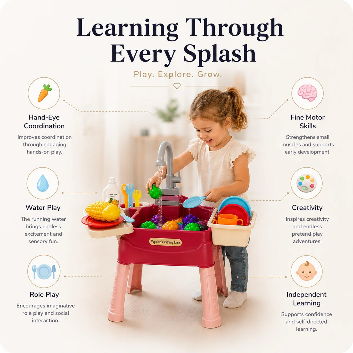 Kids’ Play Kitchen with Running Water