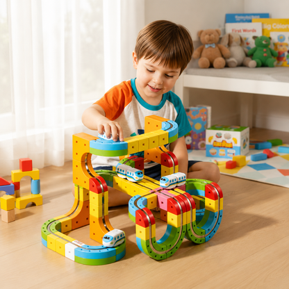 3D Train Track with Modular STEM Cubes