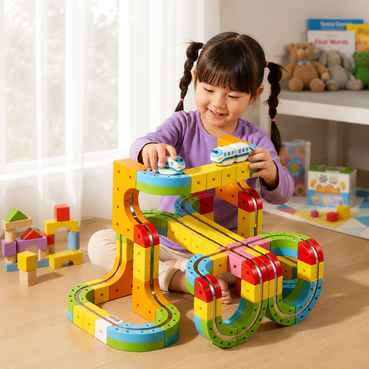 3D Train Track with Modular STEM Cubes