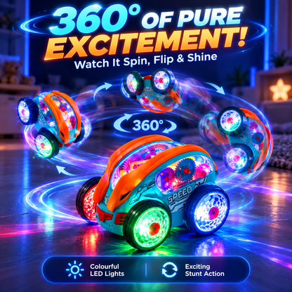 Light-Up Stunt Car with Moving Gears