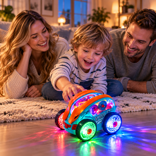 Light-Up Stunt Car with Moving Gears