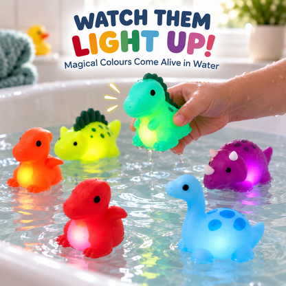 Light-Up Dinosaur Bath Toys – 6-Piece Set