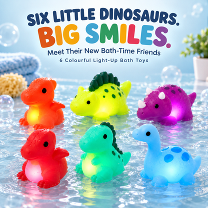 Light-Up Dinosaur Bath Toys – 6-Piece Set