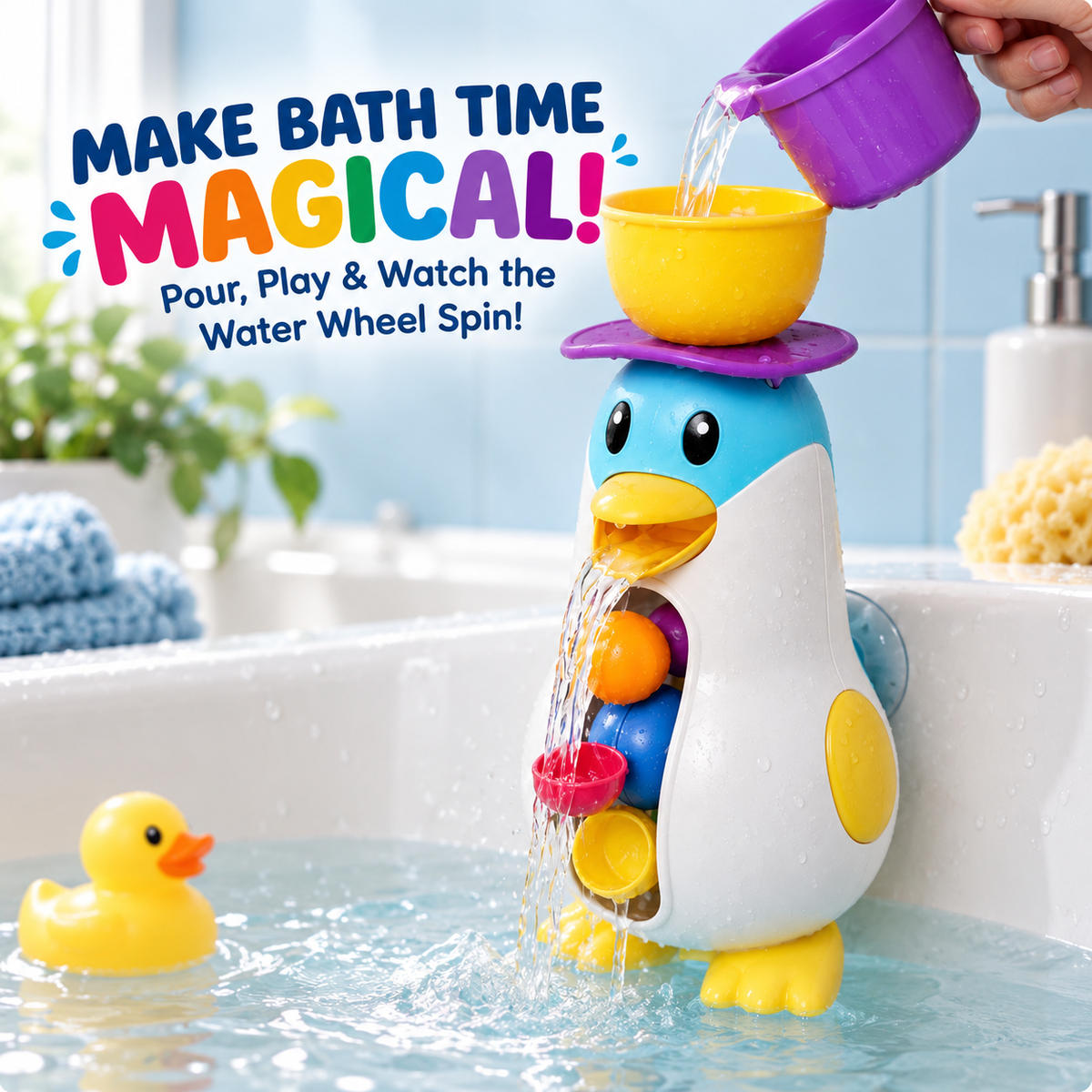 Penguin Water Wheel Bath Toy