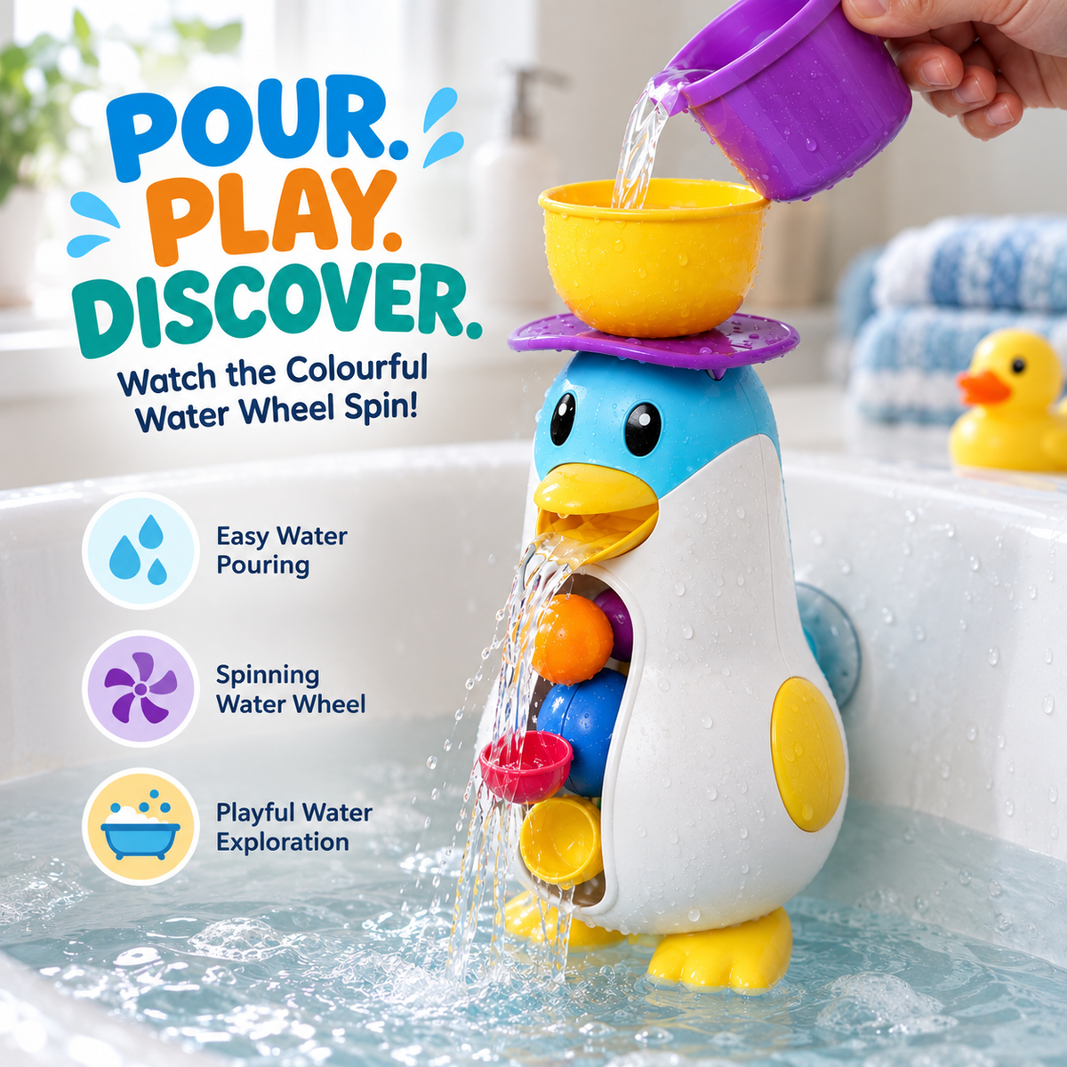 Penguin Water Wheel Bath Toy