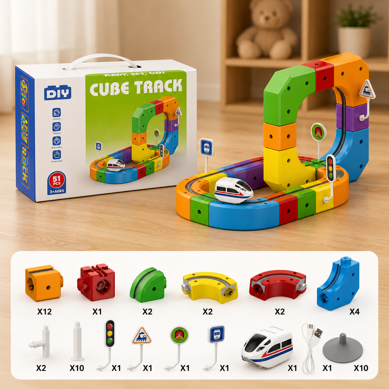 3D Train Track with Modular STEM Cubes