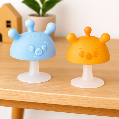 Ergonomic Soft Silicone Teether with Suction Cup Base