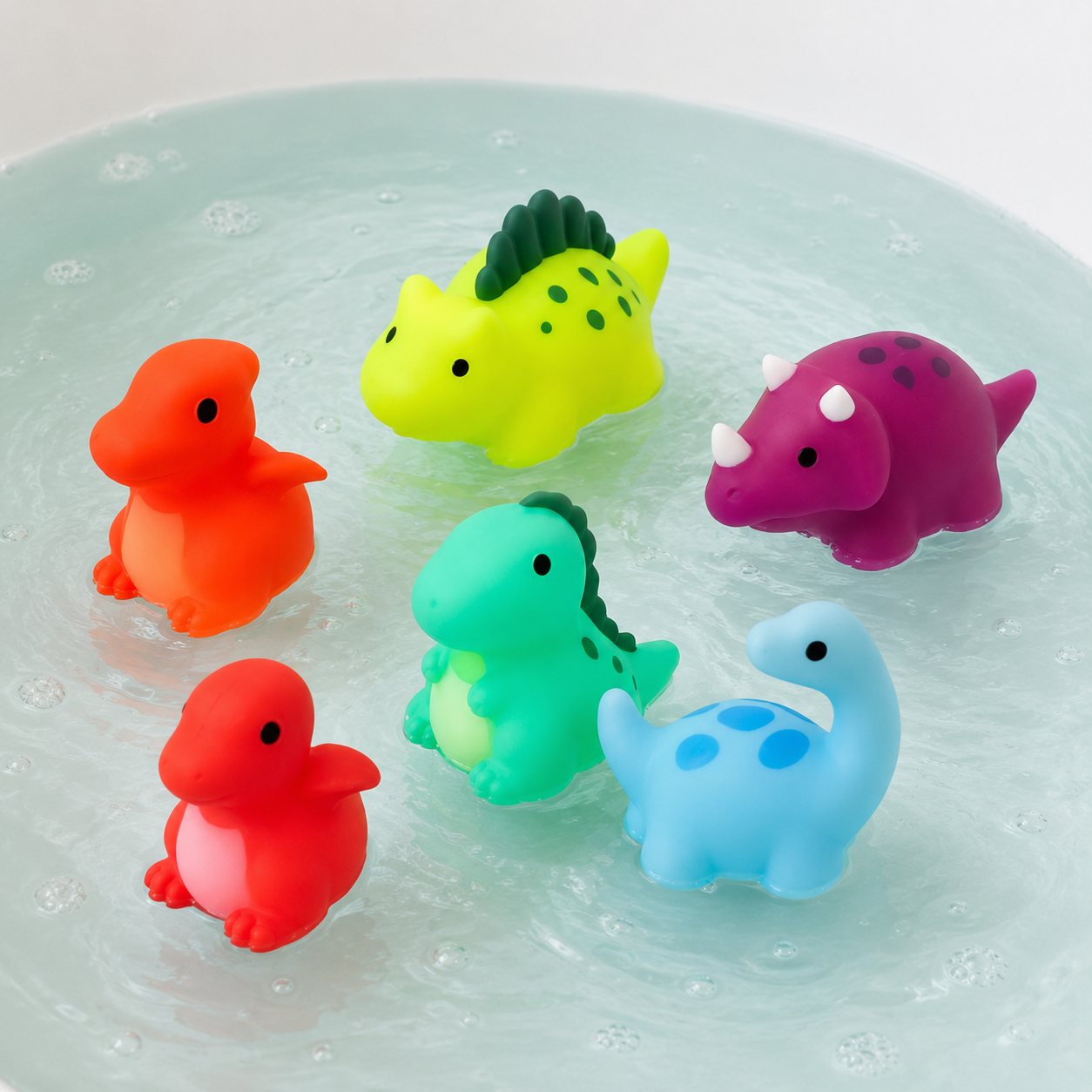 Water-Activated Light-Up Bath Dinosaurs – 6-Piece Set