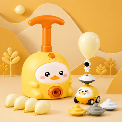 Aerodynamic Balloon-Powered Toy Car Set with Manual Pump Station