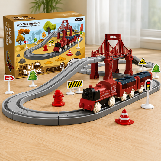 Electric Train Playset with Modular Track Elements