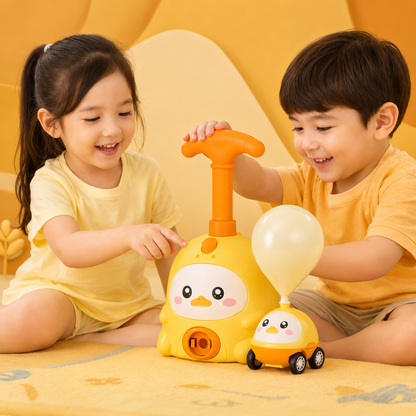 Aerodynamic Balloon-Powered Toy Car Set with Manual Pump Station