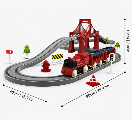 Electric Train Playset with Modular Track Elements