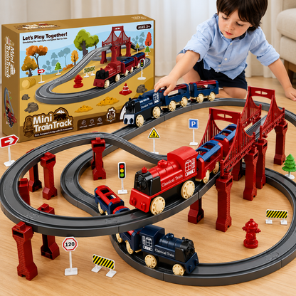 Electric Train Playset with Modular Track Elements