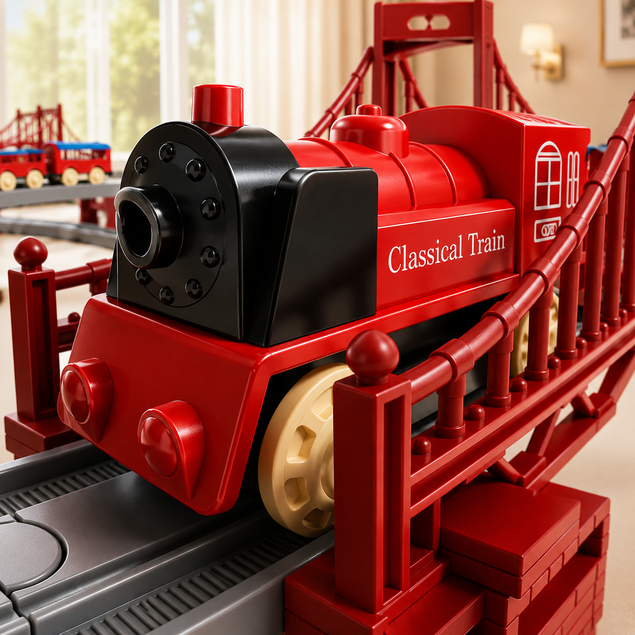 Electric Train Playset with Modular Track Elements