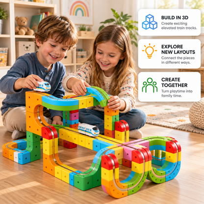 3D Train Track Building Set