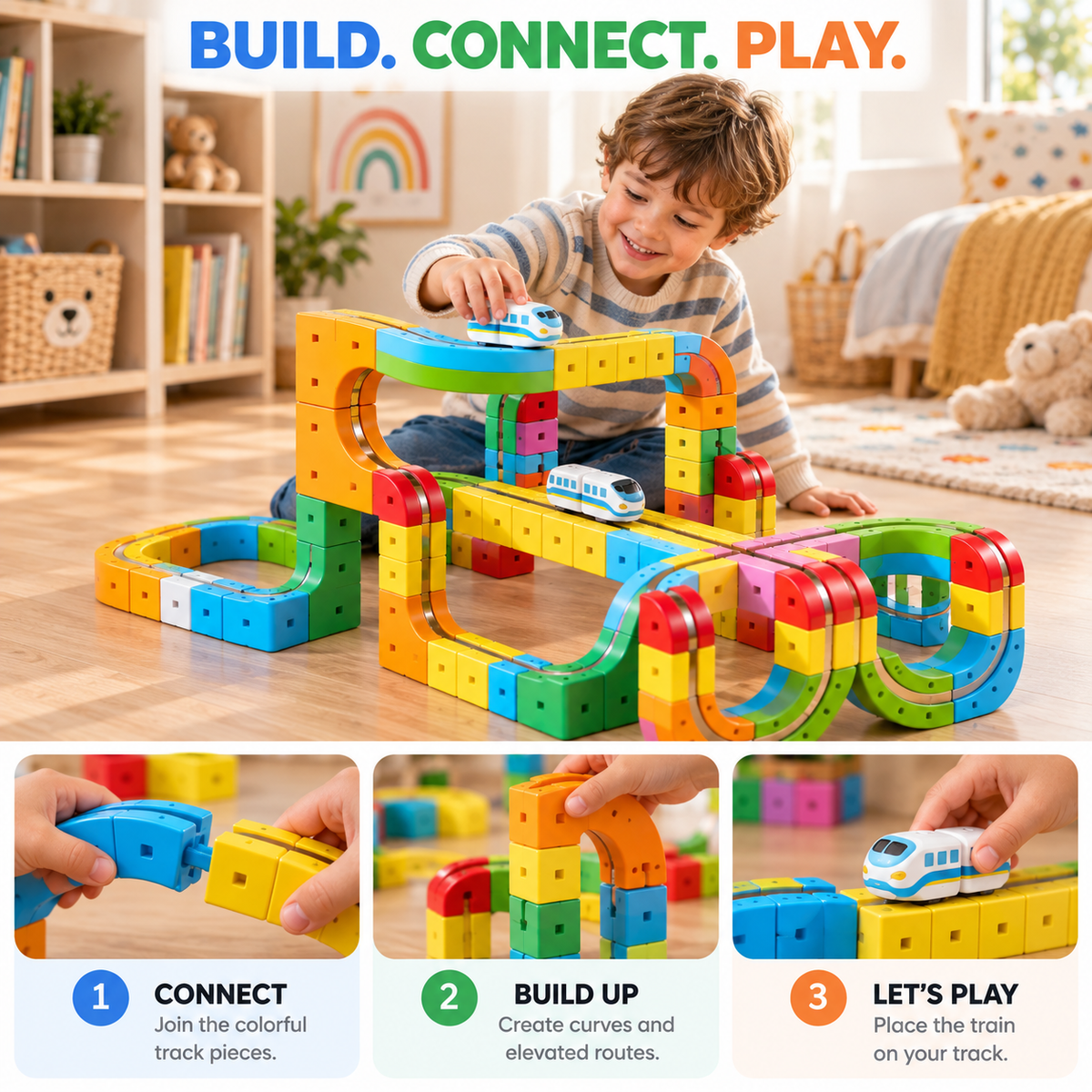 3D Train Track Building Set