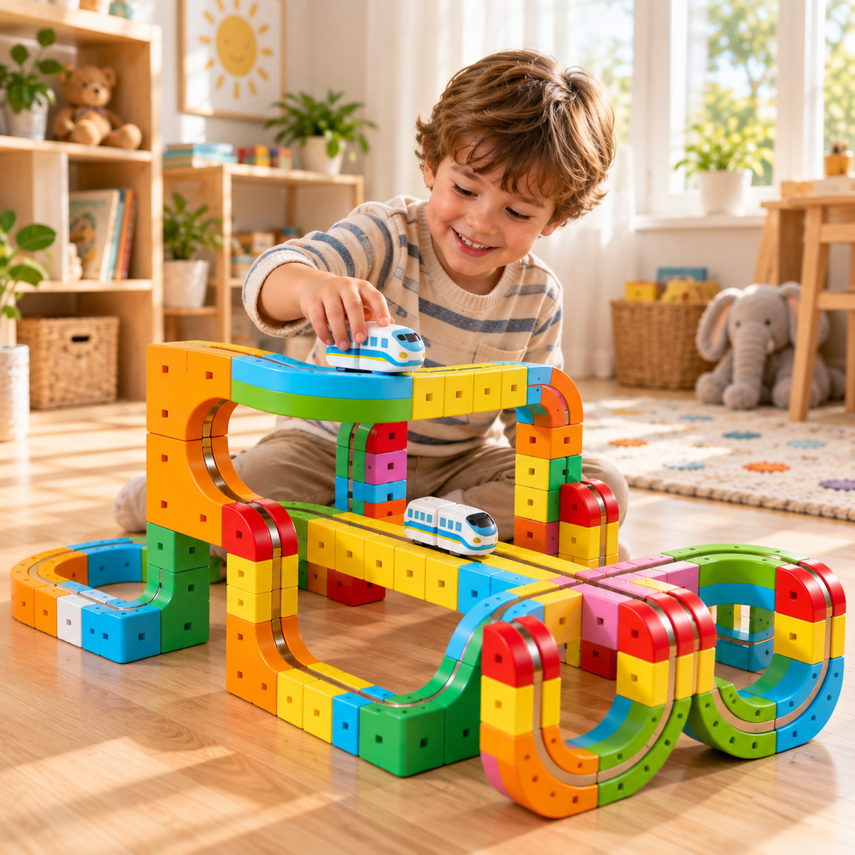 3D Train Track Building Set