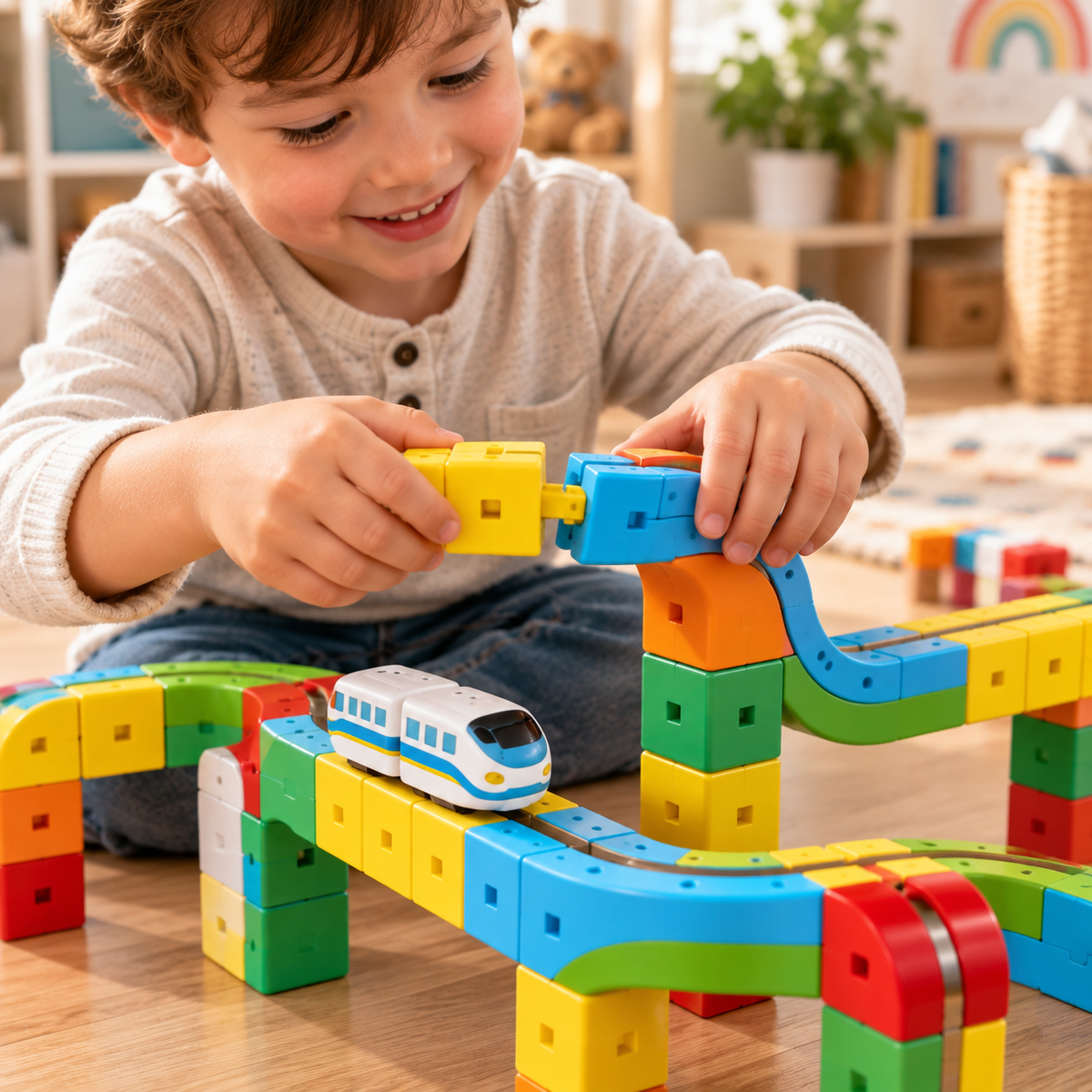 3D Train Track Building Set