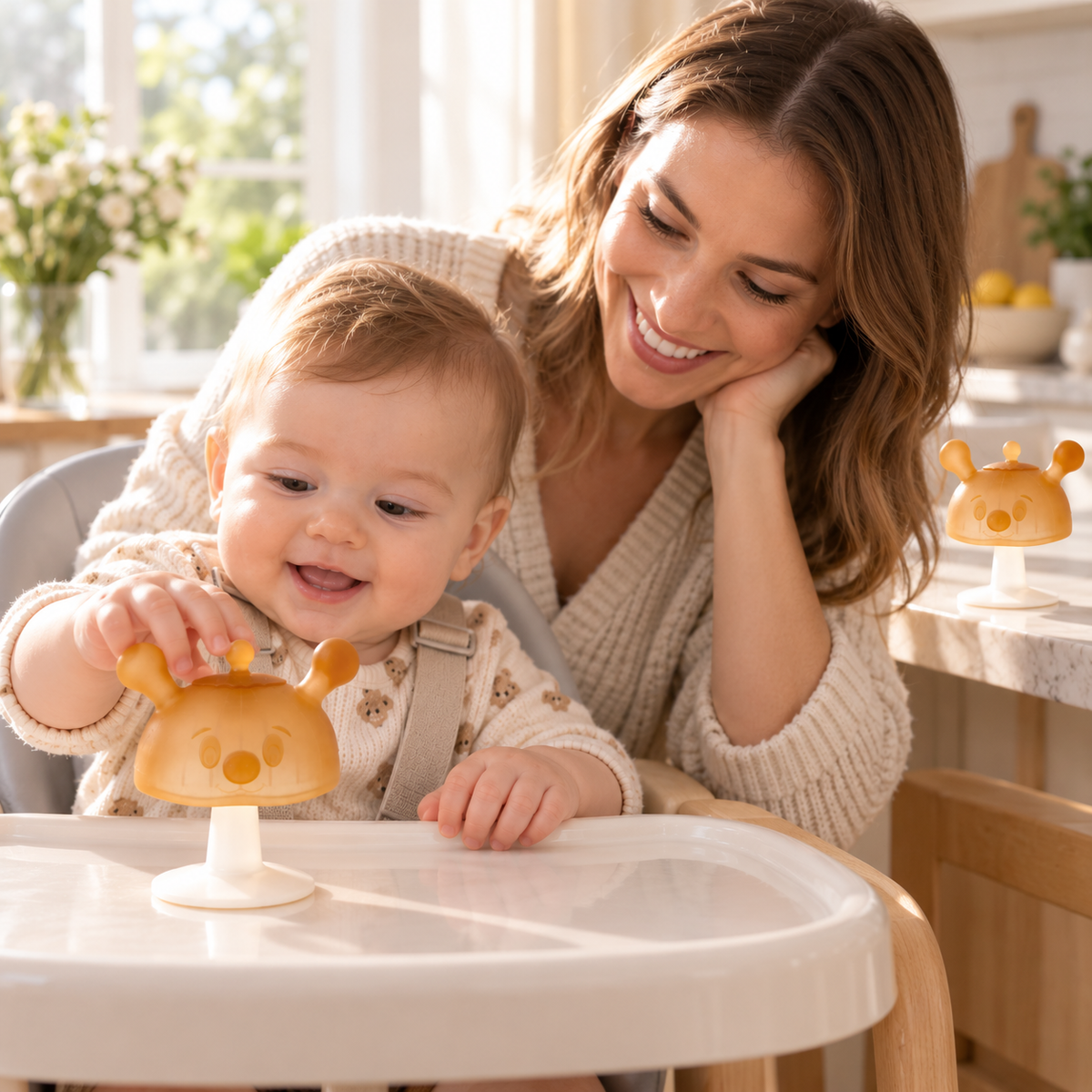 Soft Silicone Baby Teether with Suction Cup