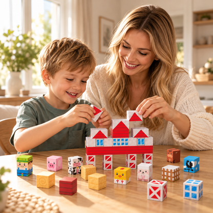Kids Magnetic Farm Building Blocks Set