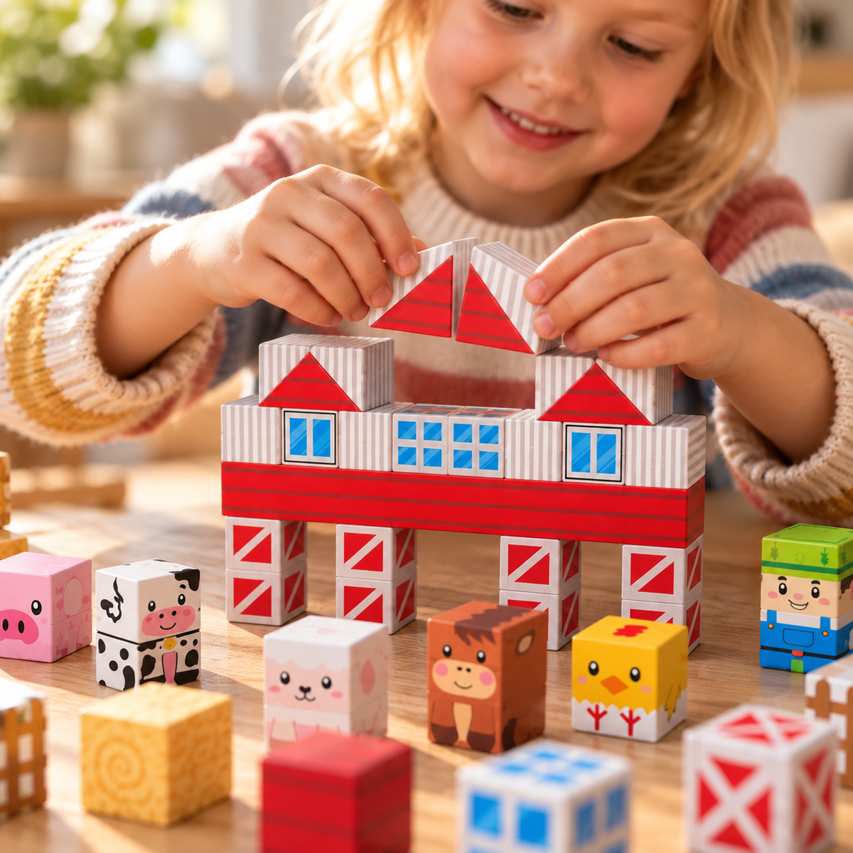 Kids Magnetic Farm Building Blocks Set