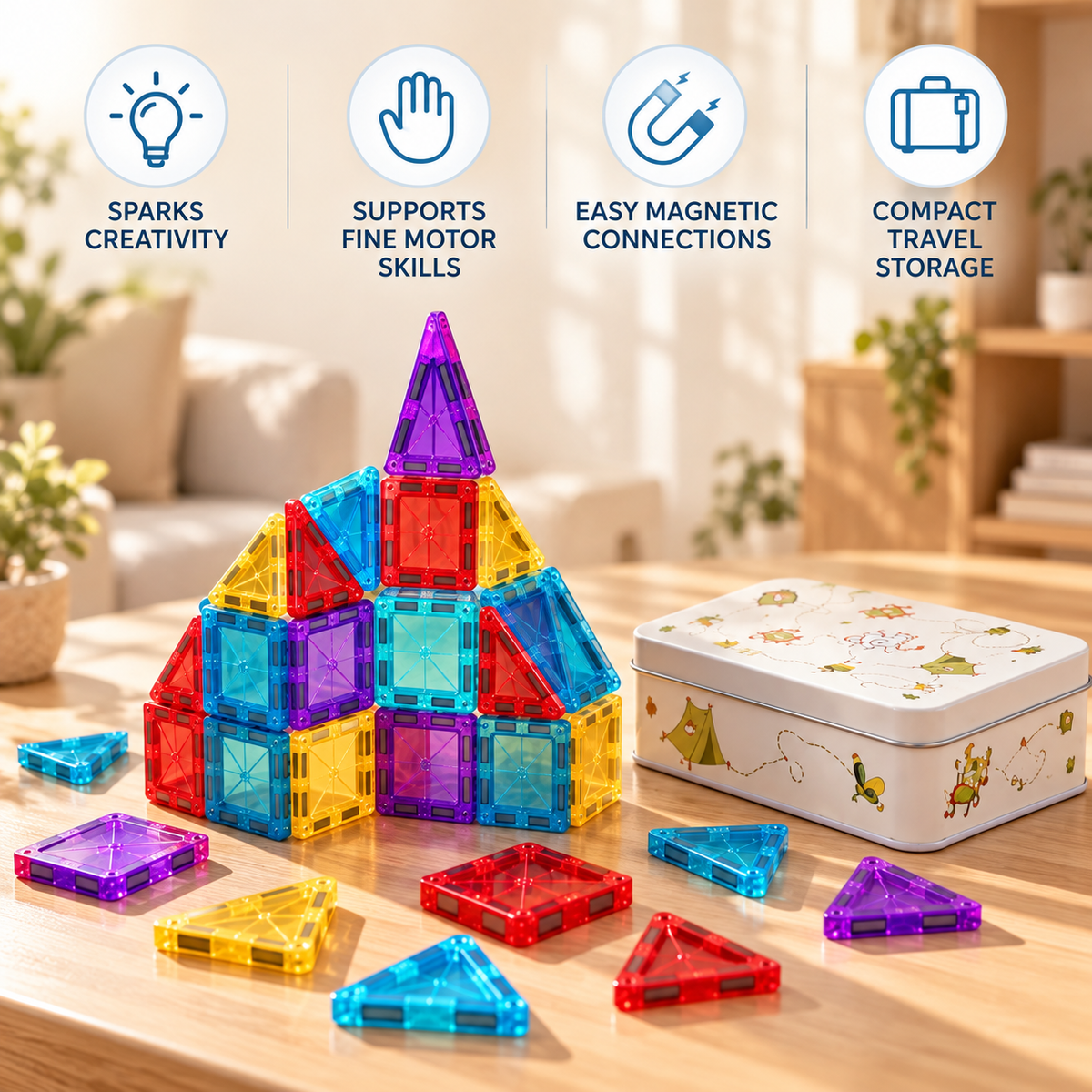 Kids Magnetic Building Tiles Set
