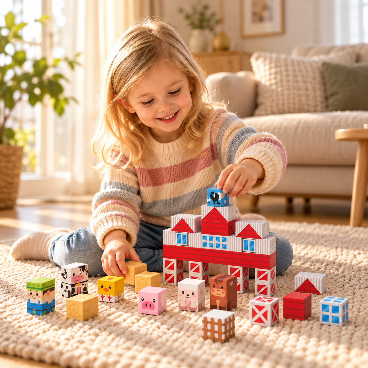 Kids Magnetic Farm Building Blocks Set