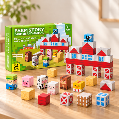 Kids Magnetic Farm Building Blocks Set