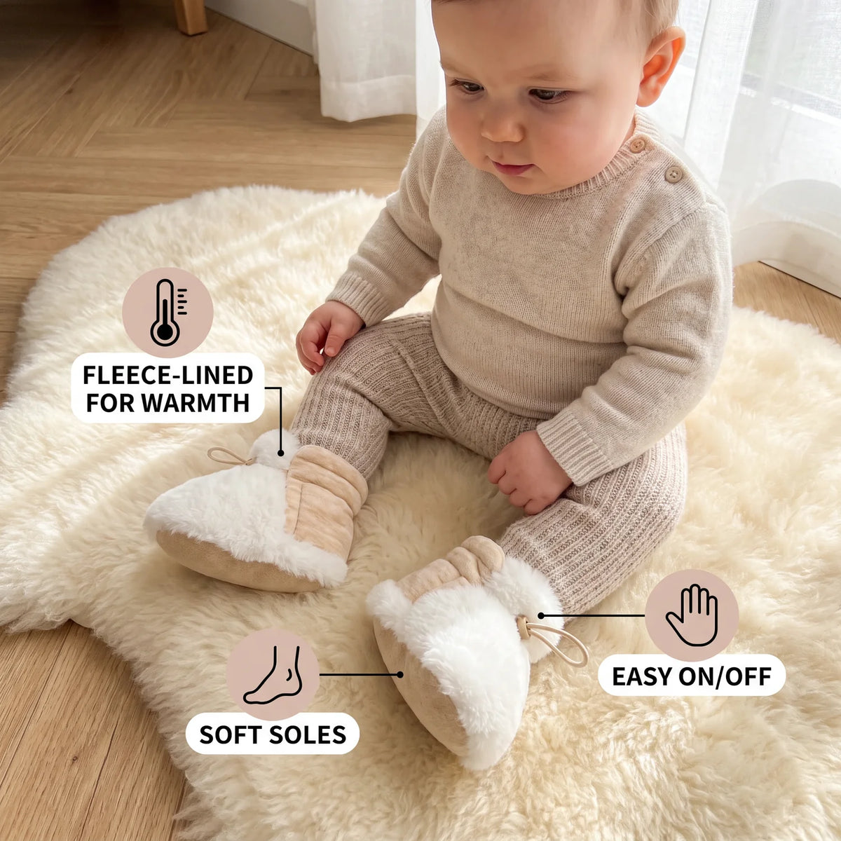 Fleece-Lined Baby Booties