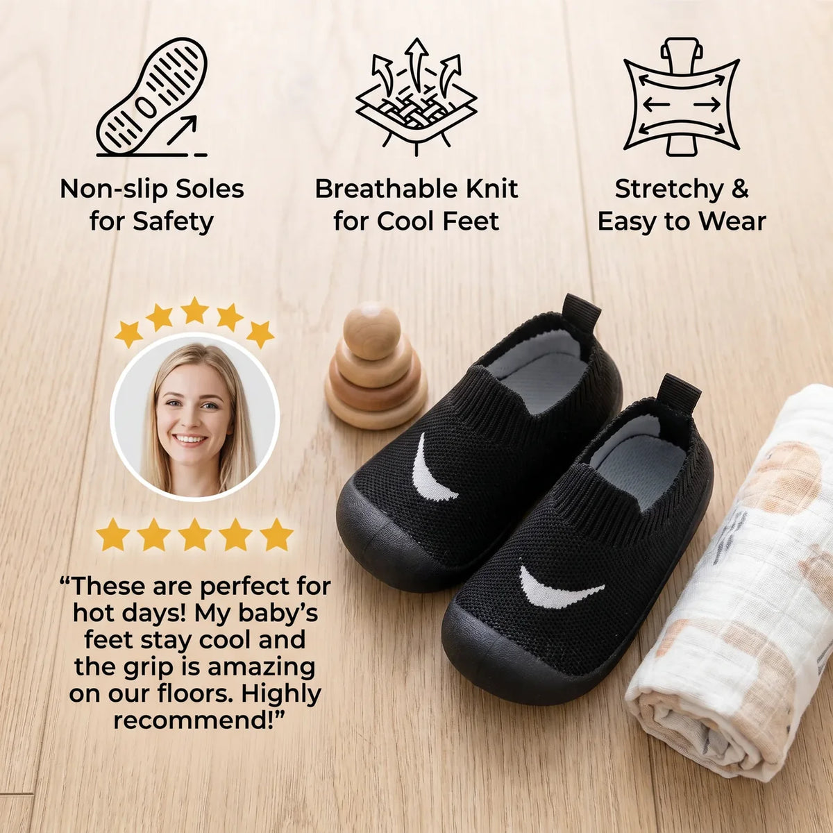 Baby Sock Shoes with Flexible Rubber Soles